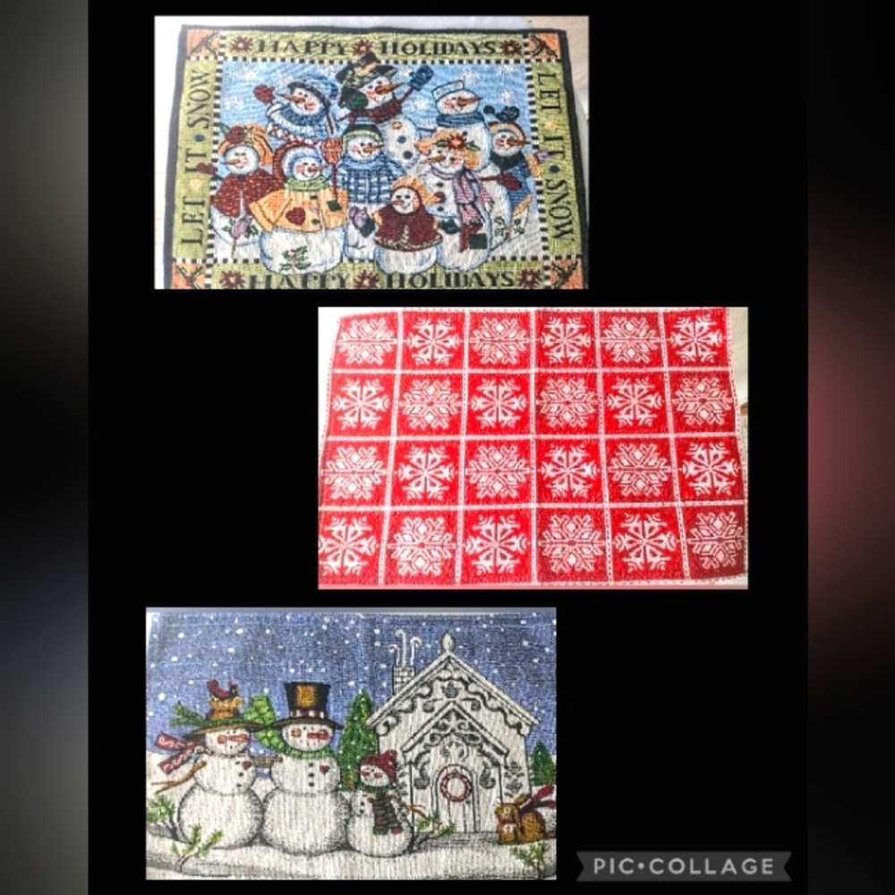 Group of 3 Vintage Tapestry Christmas Placemats